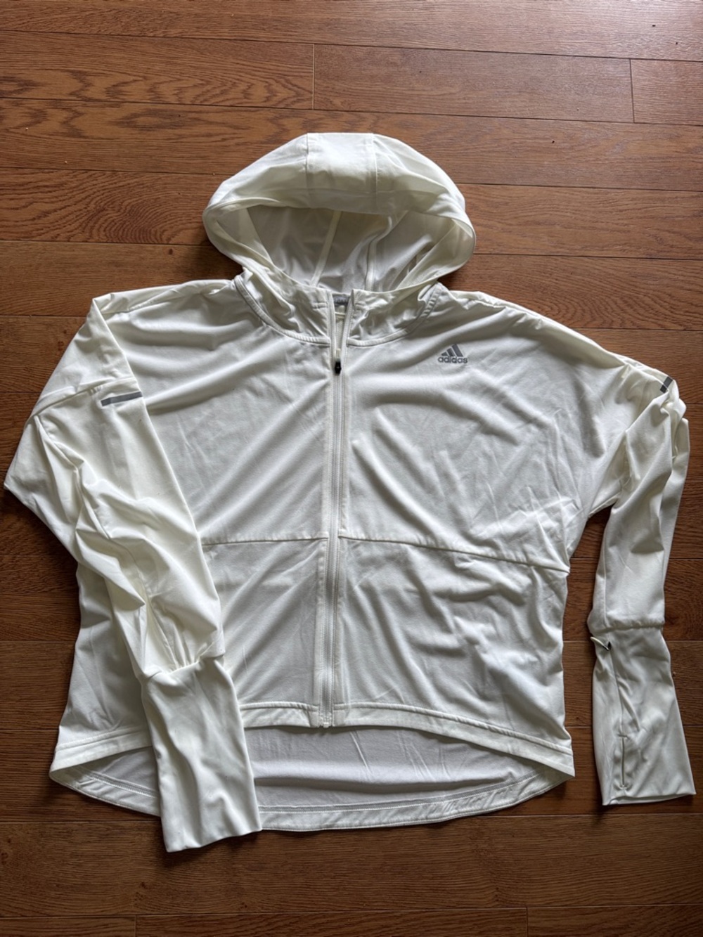 adidas Women’s Cream Lightweight Hooded Full-Zip Jacket